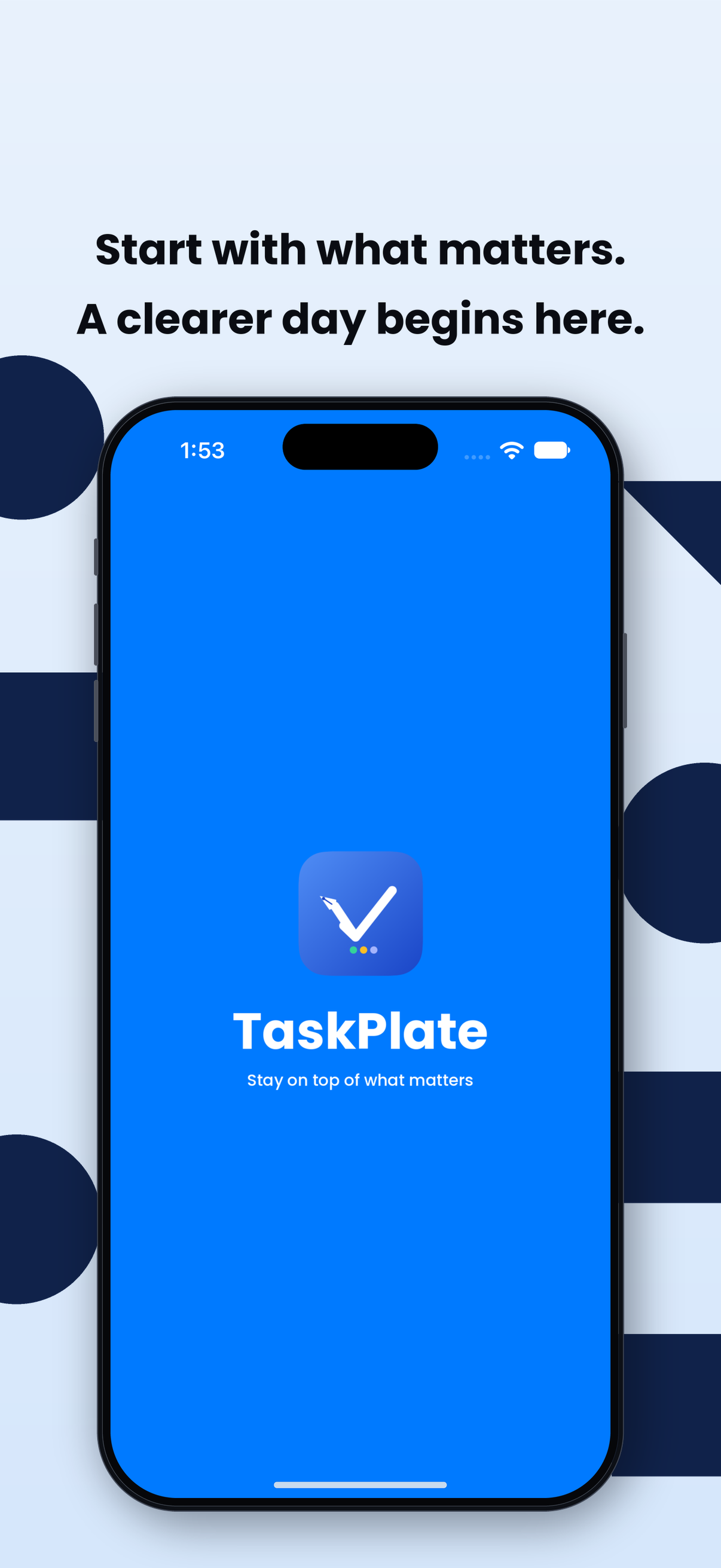 TaskPlate welcome screen