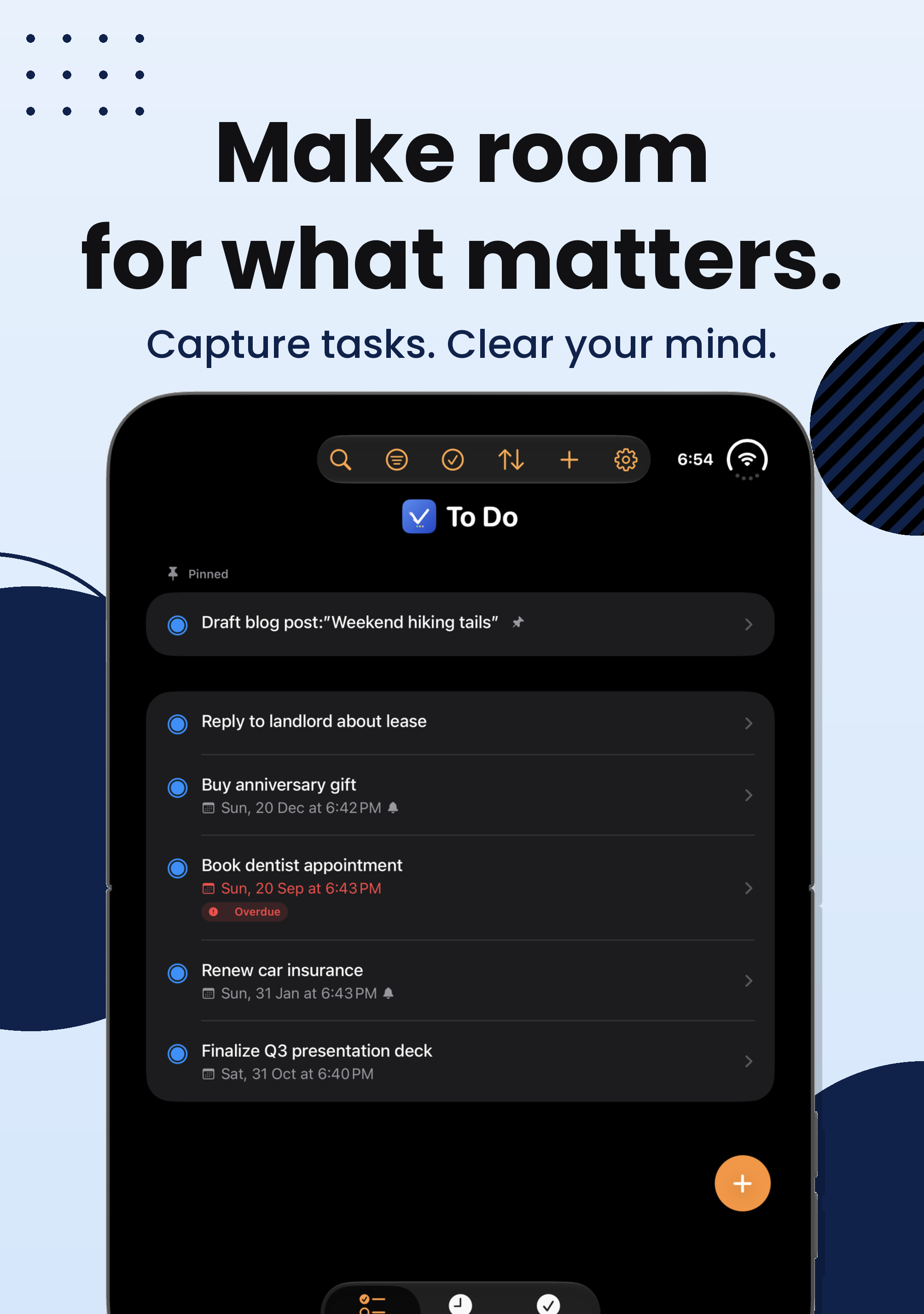 TaskPlate on iPhone Duo, open and upright, showing the To Do list